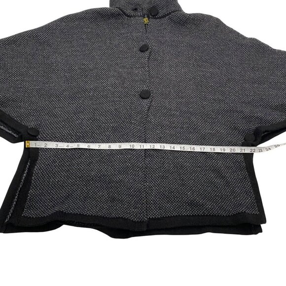 American South Side alpaca wool poncho herringbone charcoal gray OS neutral cozy - Picture 9 of 10